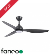 Fanco Eco Style 3 Blade 52" DC Ceiling Fan with Remote & LED Light Control in Black
